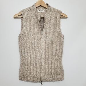 4th And Reckless Medium Fitted Vest wool Acrylic Mix Cream Tan Boho Knit Anthro